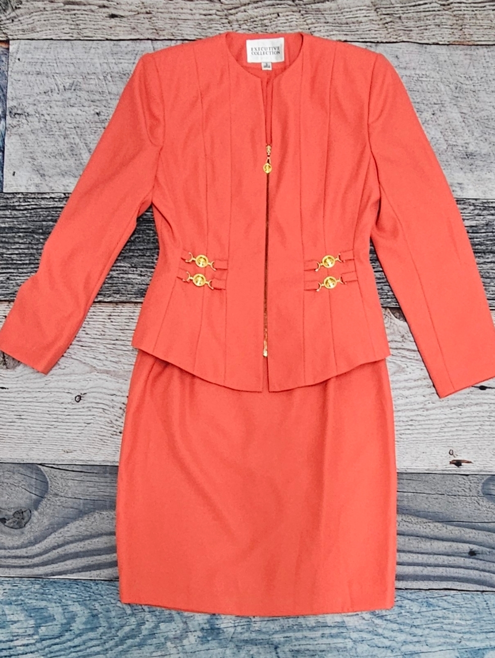 Vintage Executive Collection 2-Piece Skirt Suit Set Women's Size 8 Academia